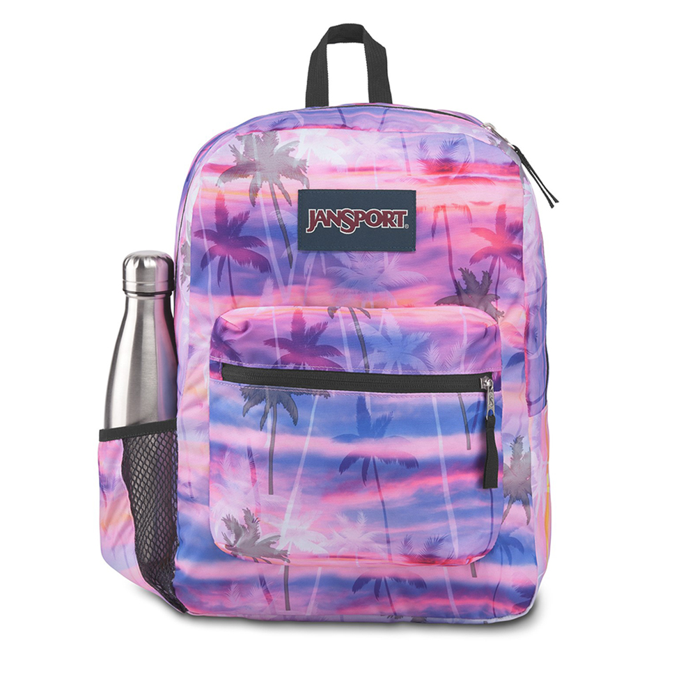 Color:Palm Paradise:JanSport Cross Town 100% Authentic School Backpack With Front Pocket 13x8.5x17