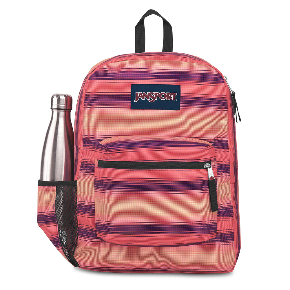 Color:Sunset Stripe:JanSport Cross Town 100% Authentic School Backpack With Front Pocket 13x8.5x17