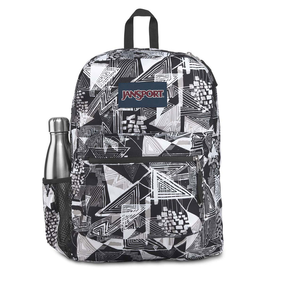Color:Black Street Lines:JanSport Cross Town 100% Authentic School Backpack With Front Pocket 13x8.5x17