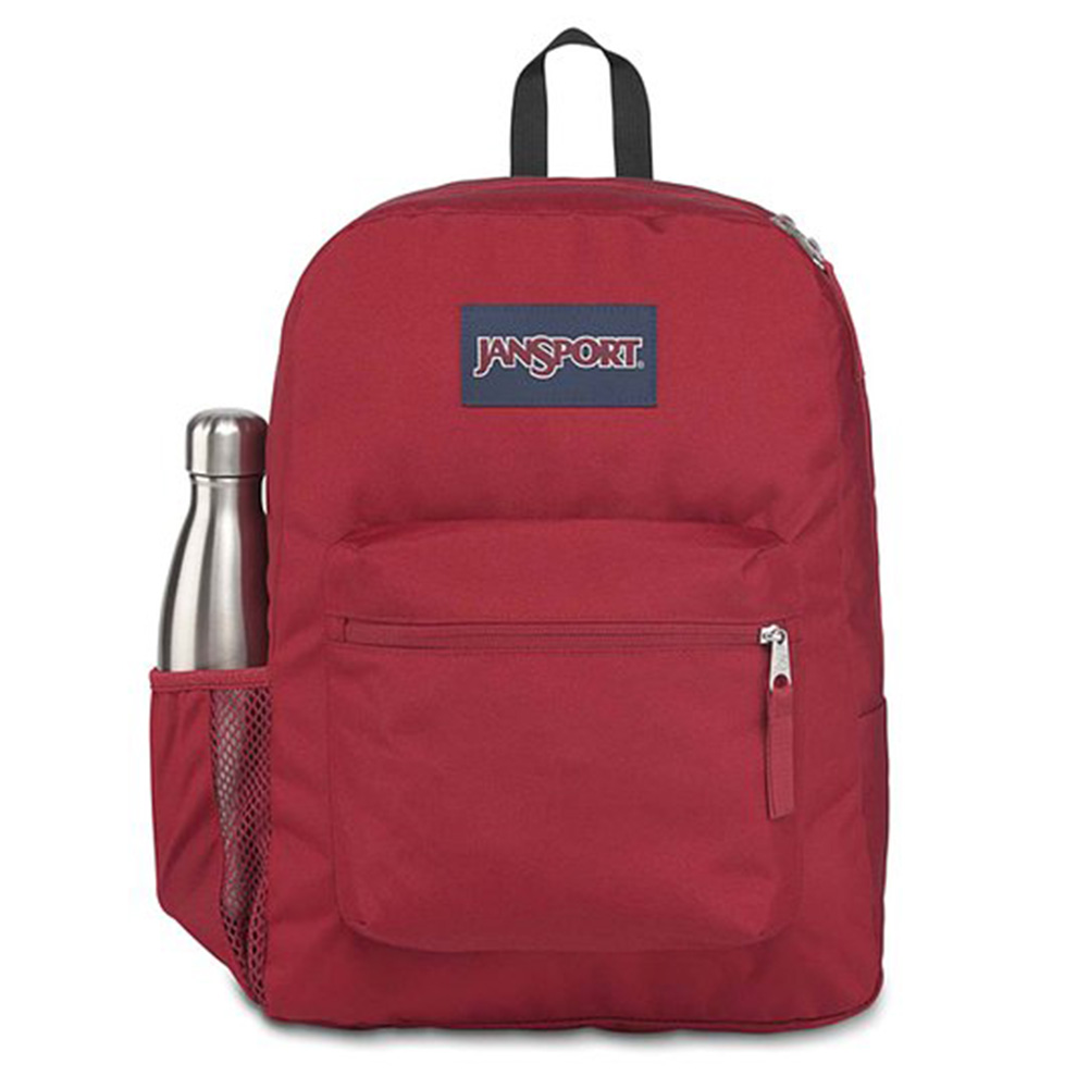 Color:Viking Red:JanSport Cross Town 100% Authentic School Backpack With Front Pocket 13x8.5x17